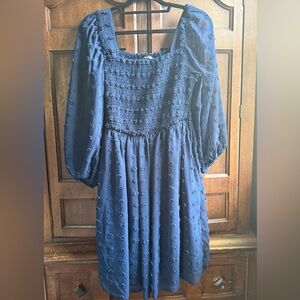 Chic Long Sleeve Navy Dress